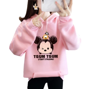 Disney Cartoon TSUM TSUM Cute Kawaii Hoodies Girls Spring Autumn 2024 Fleece Thick Warm 90s Aesthetic Hoodie Childre