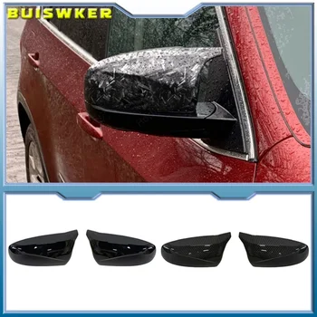 2vnt Galinio vaizdo puikus šoninis sparnas modifikuotas Ryškiai juodas anglies pluošto rašto veidrodžio dangtelio dangteliai BMW X5 E70 X6 E71 2008-2013