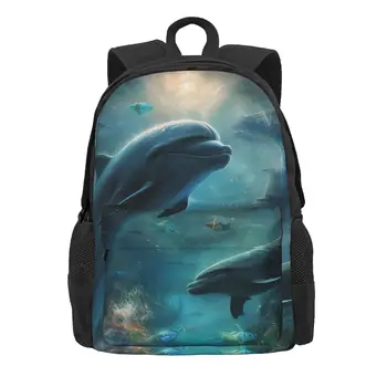 Delfinų kuprinė Harmoningos mistinės sferos Lauko stiliaus kuprinės Studentų kvėpuojantys vidurinės mokyklos krepšiai Naujovė Kuprinė
