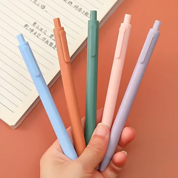 1 PC Simple Macaron Colour Manual Gel Pens Black Ink 0.5mm Fine Pointpen mokinių kanceliarinių reikmenų rašymui