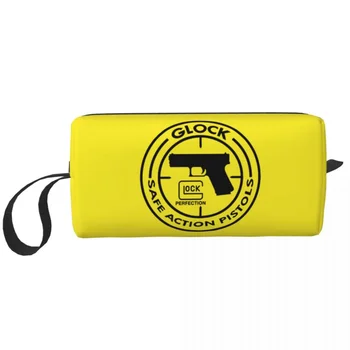 Custom Glock pistoleto tualeto reikmenų krepšys Moterys JAV rankinio pistoleto logotipas Kosmetinis makiažo organizatorius Ladies Beauty Storage Dopp rinkinio dėžutė