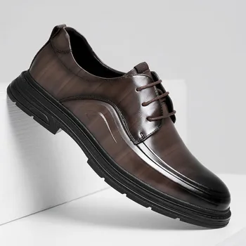 Cowhide Vestuvės Vyriški batai Oficiali nauja rudens verslo suknelė Odiniai batai Vyriška oda Originali britų tendencija Zapatos Hombre