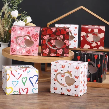 6vnt Stačiakampis Valentino dienos meilės dovanų popieriaus dėžutė Saldainių sausainių pakuotė Staigmenų dėžutės Ravėjimas Susitikimo vakarėlio dekoravimas