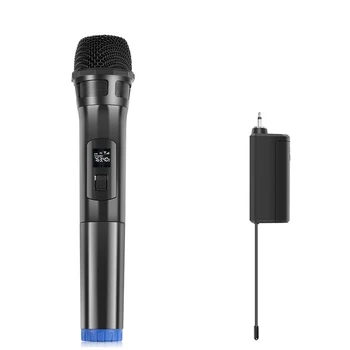 Belaidis mikrofonas UHF dinaminis mikrofonas su LED ekranu konferenciniam karaokės namų kompiuteriui Tiesioginis juodas