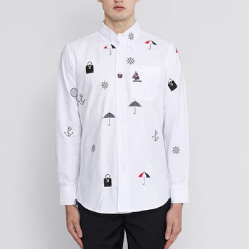 2023 Vyrai suknelė reguliariai prigludę marškiniai Mados prekės ženklas ilgomis rankovėmis Laisvalaikio poplino marškiniai Aukštos kokybės siuvinėjimo marškiniai vyrams