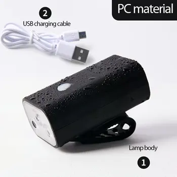 USB įkraunama priekinė lempa Neperšlampamas žibintuvėlis 4 režimai 500 liumenų lauko apšvietimui Naktinis dviračių dviračio priėjimas