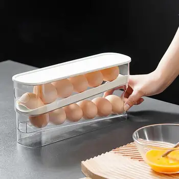 Šaldytuvo kiaušinių laikymo dėžutė Automatinis slinkimas Kiaušinių laikiklis Namų ūkis Didelės talpos virtuvė Skirtas kiaušinių laikymo stovas