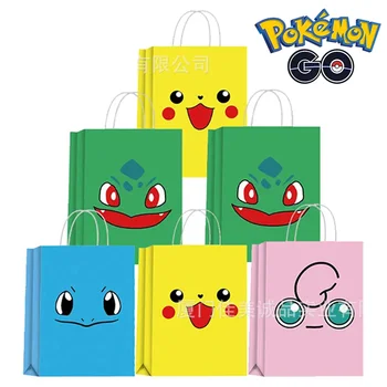 Pokemon dideli dovanų maišeliai popieriniai Pikachu Charmander pakavimo skanėstų krepšys Vaikas Šventinis kūdikių dušo vakarėlis Reikmenys Vakarėlio dekoracijos Krepšiai