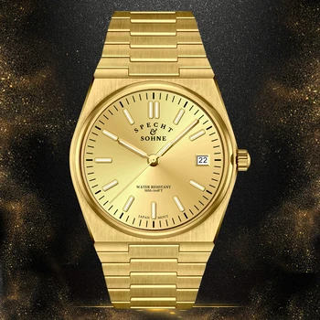 Specht&Sohne Vyriški laikrodžiai Aukščiausio prekės ženklo prabangūs auksiniai kvarciniai verslo laikrodžiai Vandeniui atspari data Šviečiantis nerūdijantis plienas Vyriškas laikrodis Reloj