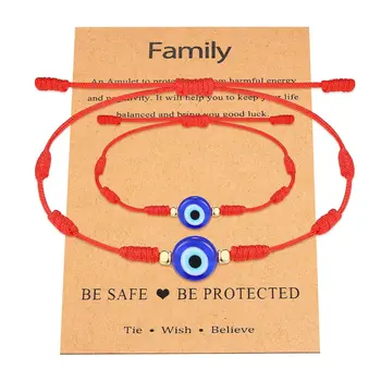 DAVINI 1Set Evil Eye Woven Set Tėvų ir vaikų apyrankė Evil Eye Red String Protection Reguliuojamų apyrankių rinkinys šeimos dovanai