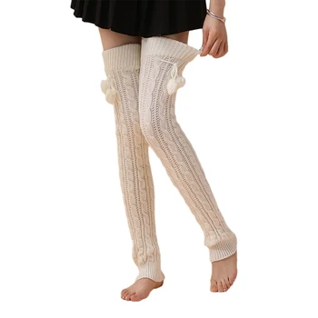 Kojų šildytuvai moterims Mergaitė Žiemos rudens kojų šildytuvai AntiSlip Over the Knee Kojinės Mezgimo kojinės Mergaitė Šilti antblauzdžiai