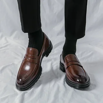 Dizainerio stiliaus suknelės batai Vyrų visiškai nauji verslo laisvalaikio batai slysta ant odinių batų plius dydis 2024 m. vyriški vestuvių vakarėlio batai