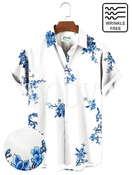 Vyriški moteriški marškiniai trumpomis rankovėmis Slyva Bossom Gėlių raukšlės Be laisvalaikio Havajų marškiniai