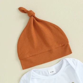Baby Boy Padėkos dienos apranga Smėlinukas Romper kelnės Kepurės komplektas ilgomis rankovėmis Kūdikio naujagimio grįžimo namo apranga
