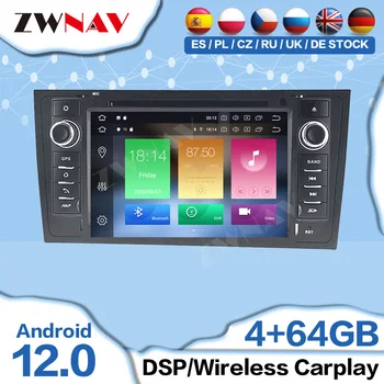 Android 12 Carplay for AUDI A6 1997 1998 1999 2000 2001 2002 2003 2004 Automobilių multimedija Centrinis radijas Bluetooth automatinis ekranas