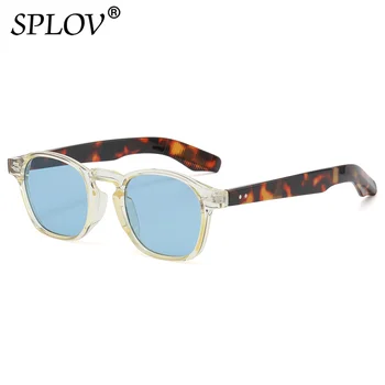Retro apvalūs akiniai nuo saulės Vyrų prekės ženklas Dizaineris Mada Skaidrūs atspalviai Stačiakampiai rėmeliai Kokybė Vairavimo akiniai Moterys Vintažinė mėlyna