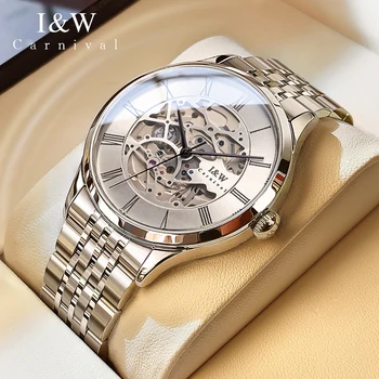2023 CARNIVAL Vyriški laikrodžiai Prekės ženklas Luxury Man Fashion Watch Vandeniui atsparus Automatinis skeletas Automatiniai rankiniai laikrodžiai Relogio Masculino