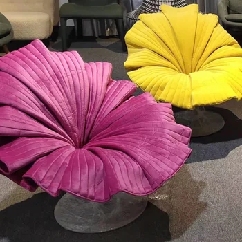 Dizainerio formos vienvietė sofa kėdė Paprasta svetainė Balkonas Pasukama kėdė Stiklo pluošto gėlių žiedlapių kėdė