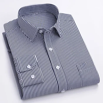 Nauji vyriški oficialūs marškiniai ilgomis rankovėmis Biuras Dryžuoti nuo raukšlių Nelyginantys mados verslo balti marškiniai S ~8XL Oversized