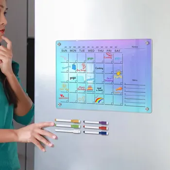 Šaldytuvo akrilo kalendoriaus savaitės planavimo lenta Šaldytuvo stipri magnetinė trinama lentos planavimo priemonė kasdieniam gyvenimui su 6 žymekliais