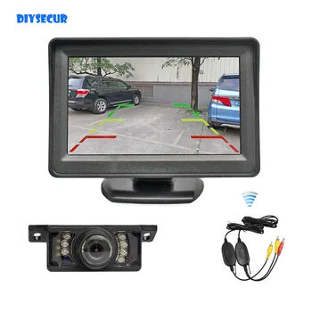 DIYSECUR belaidis 4.3inch spalvotas TFT LCD automobilio monitorius HD naktinis matymas HD galinio vaizdo automobilio kamera Parkavimo pagalbos sistemos komplektas