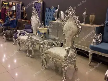 europietiško stiliaus įvaizdžio kėdė Nauja klasikinė princesės kėdė Viešbučio klubas Aukščiausios klasės dekoratyvinis aukšto stalo ir kėdės derinys