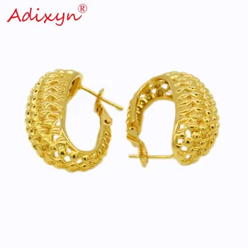 Adixyn African Hoop auskarai moterims Aukso spalva & Žalvariniai auskarai Arabų/Etiopijos dovanos N12121