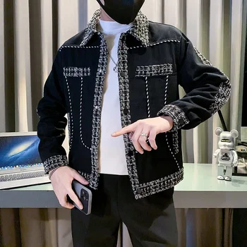 2023 Žieminė stora ir šilta striukė vyrams Korėjietiškas austas pleistras Sutirštintos striukės su užtrauktuku Laisvalaikio hiphopo paltas Pūkinis paltas