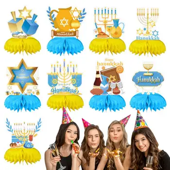 Hanukos vakarėlio dekoravimo žvakių šviesos festivalio korio papuošalai Žydų festivalio darbastalio vakarėlio korio dekoravimo rinkinys
