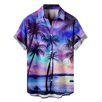 2024 Kokosų medžio marškiniai vyrams 3d spausdinti Vyriški Havajų marškiniai Beach 6xl trumpomis rankovėmis Fashion Tops Tee Shirt Mal Palaidinė Camisa