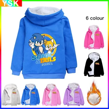 Sonic animacinis filmas Vaikiški drabužiai Užtrauktukas Mada Laisvalaikio storas paltas Berniukai ir mergaitės Žieminis medvilninis paltas Vaikiški drabužiai
