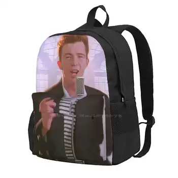 Funny Meme Rickroll Hot Sale Kuprinė Fashion Bags Rickroll Never going to Going Going Give You Up Scan Joke Prank Rick Astley Rick Roll