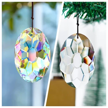 H&D Crystal Prism Suncatcher Rainbow Maker Glass pakabinami pakabukų ornamentai namų sodo dekoravimui (89mm,3.5inch)