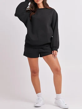 Women s Casual 2 Piece apranga Komplektas oversized džemperis su gobtuvu ir patogios jogger kelnės su kišenėmis - Jaukūs sportiniai kostiumai