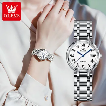 OLEVS Visiškai nauji moteriški laikrodžiai Kūrybingas sidabrinis nerūdijančio plieno dirželis Moteriškas laikrodis Moteriškas neperšlampamas laikrodis Ponios Relogio Feminino