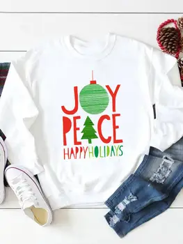 grafiniai džemperiai Mada Laisvalaikio Kalėdos Gražių laiškų tendencija Laimingų Naujųjų metų šventiniai megztiniai Spausdinti moteriškus moteriškus drabužius