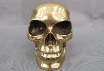 150624 S1778 kinų liaudies varinis bronzinis skeletas Velnio kaukolė mirties galvos statula