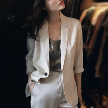 Jacket Blazer Woman White Viršutiniai drabužiai Drabužiai Kieti paltai moterims Laisva mada 2023 Atneškite naujų atvykėlių Korėjos prabangūs drabužiai