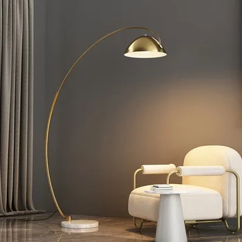 LED auksinės grindų lempos žvejybos lempa Šiaurės šalių kūrybinė minimalistinė vertikali geležinė grindų lempa Svetainė Sofa Miegamojo šviestuvas Kambario dekoras