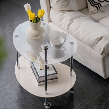 Mobilus akrilinis kavos staliukas Prabangus dizainas Modernus paprastas metalinis rėmas Koja Kavos spintelė Svetainės grindys Muebles Namų apyvokos daiktai