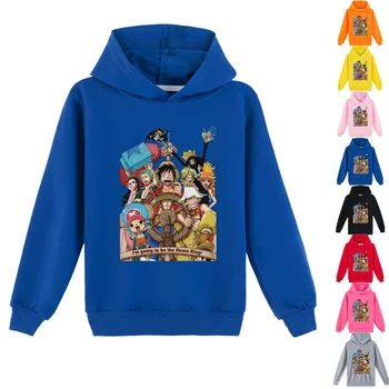 One Piece 2024 m. pavasaris ir ruduo Berniukai ir mergaitės Nauji vidutinio dydžio ir dideli megztiniai su gobtuvu su gobtuvu Madingos berniukų viršūnės