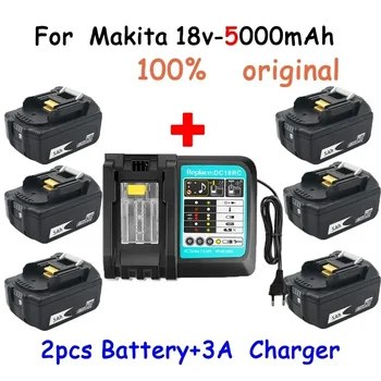 WIth įkroviklis BL1860 Įkraunama baterija 18 V 5000mAh ličio jonų skirta Makita 18v baterija 6ah BL1840 BL1850 BL1830 BL1860B LXT400