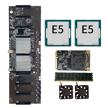 BTC-X79 Kasyba Pagrindinė plokštė 9XPCI-E X16 3060 grafikos lizdas 60Mm LGA2011 DDR3 RECC su 8G DDR3+120G SSD+2X 2620 CPU+2Xfan
