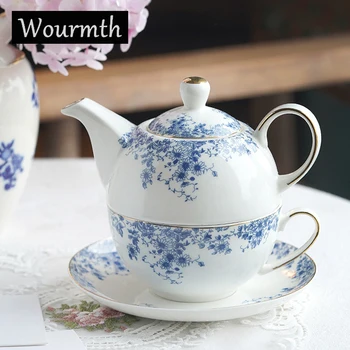 Angliškas gėlių arbatinukas Klasikinis mėlynas ir baltas Ramunės puodas Namų keramikos puodelis ir lėkštė Pnompenio popietės gėlių arbatos rinkinys