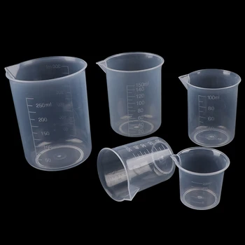 2Pcs 250ml/150ml/100ml/50ml/25ml Skaidrus virtuvės laboratorijos plastikinis tūrinė stiklinė matavimo puodelis