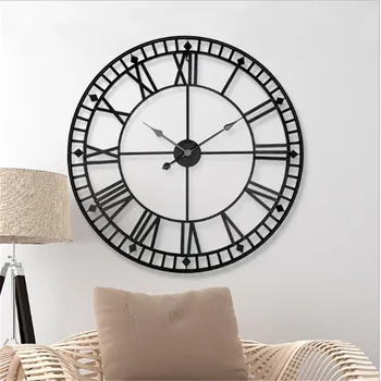 šiaurietiškas stilius Moderni minimalistinė svetainė namų sieninis laikrodis retro viešbučio kaustytas geležies kūrybinis laikrodis kvarcas Laikrodis