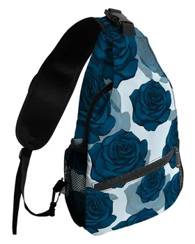 Gėlių meno graffiti mėlyni krepšiai moterims vyrams Neperšlampami pasiuntinių krepšiai Moterų kelionės Sportinis vieno peties kryžminis krepšys