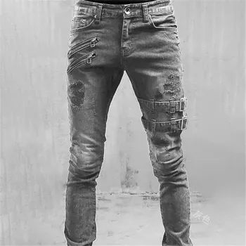 Mens Casual Stretch Cargo Denim Kelnės Autumn New Techwear Fashion Harajuku Skinny Jeans Men Y2K Streetwear Punk Jean Pants 바지
