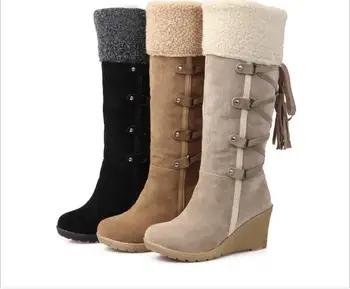 Nauja mada pleištiniai sniego batai Moteriški žieminiai batai Motininiai batai Antiskid Neperšlampami lankstūs moterų mados laisvalaikio batai plius dydis