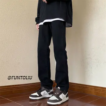 2023 Naujas pavasario ruduo Korėjos mados tamprus džinsas Boyfriend Džinsai Dizainerio drabužiai Kelnės Vyriškos plonos laisvalaikio kelnės D63